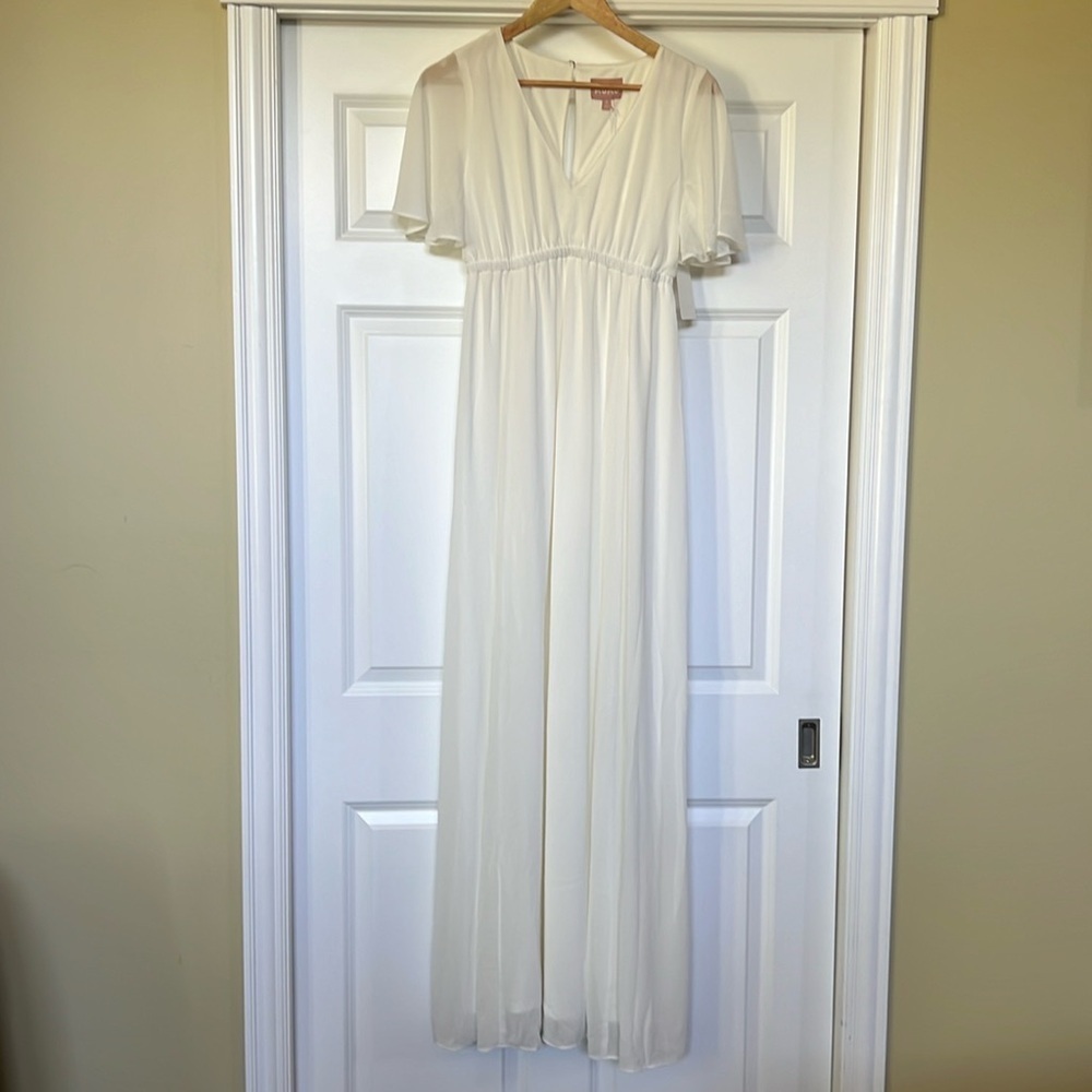 NEW SHOW ME YOUR MUMU Emily Empire Maxi Dress off white sz S
